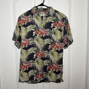 Tommy Bahama Hawaiian Mens Canopy Coast Silk Camp Palm Leaf Shirt Size Small